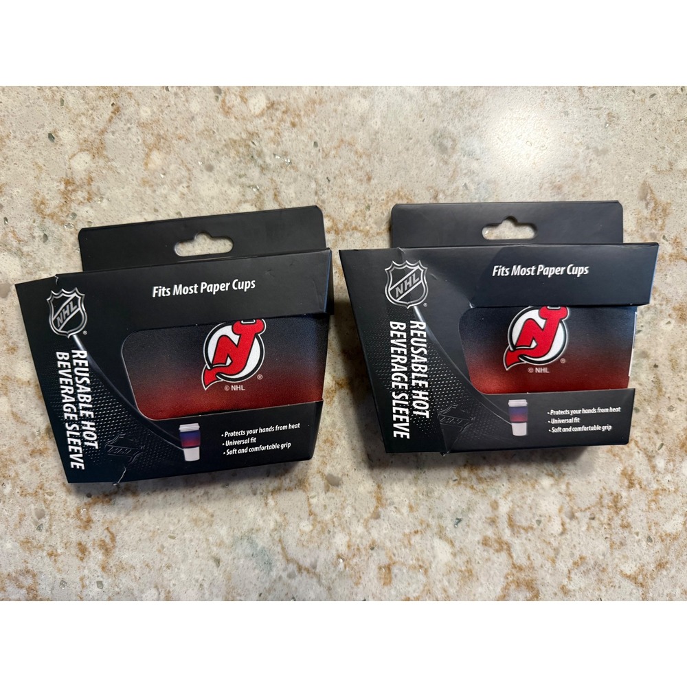 New Jersey Devils NHL Reusable Hot Beverage Sleeve Sok-It Ombre Red Black 2 Pack